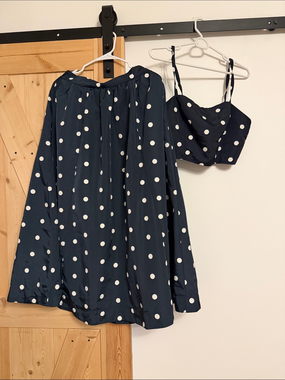 Navy Polka Dot Two-Piece Dress Set